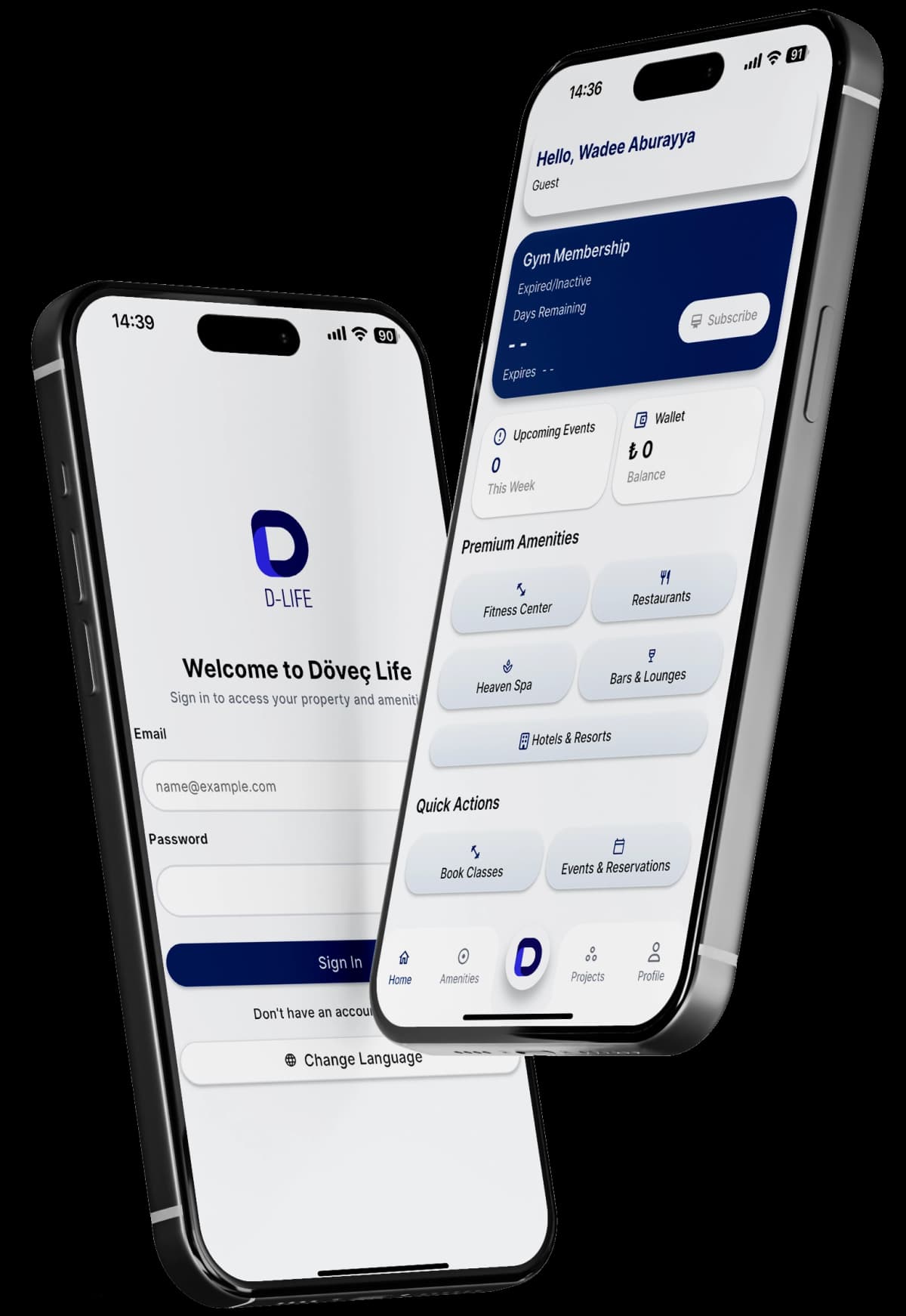 Döveç Life Mobile App Interface